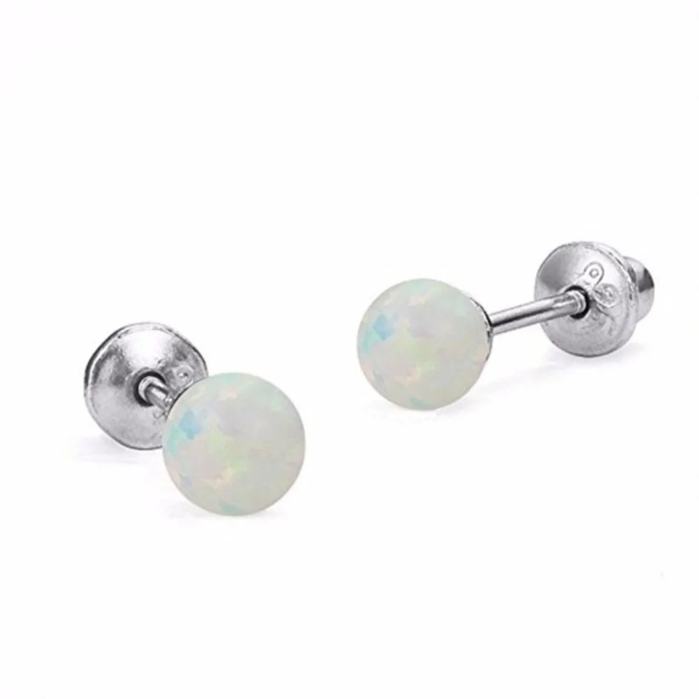 14k Gold plated 4mm or 5mm Simulated Opal Earrings